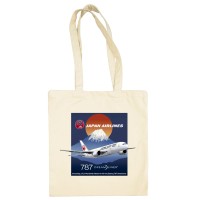 Japan Airlines B-787 with the Rising Sun Cotton Shopper/Tote Bag