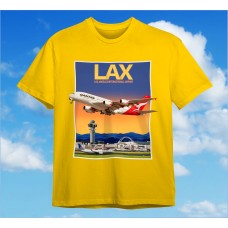 Qantas LAX T-Shirt with An Airbus A380 